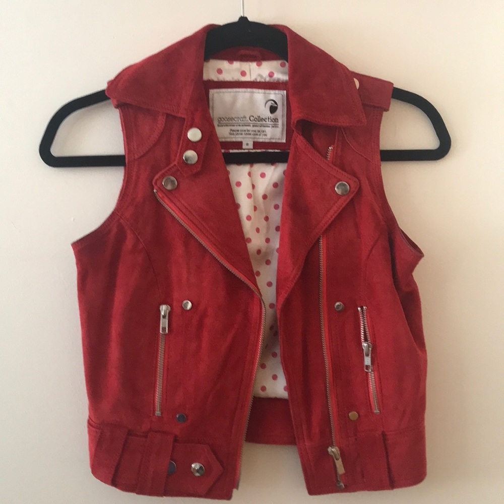 Red Suede Leather Goosecraft Waistcoat